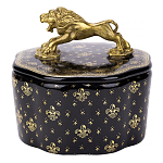 Шкатулка черного цвета с крышкой с фигуркой льва Eden Garden варинант исполнения - 1 | Loft Concept в Барнауле