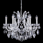 Люстра подвесная с 6-ю лампочками и прозрачными хрустальными подвесками на хромированном основании Crystal lamps варинант исполнения - 1 | Loft Concept в Барнауле