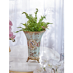 Ваза голубого цвета из фарфора с цветочным рисунком и бронзовой стрекозой Blue Garden варинант исполнения - 5 | Loft Concept в Барнауле