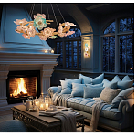 Люстра круглая на золотом каркасе с цветочным декором Miscellaneous herbs варинант исполнения - 6 | Loft Concept в Барнауле