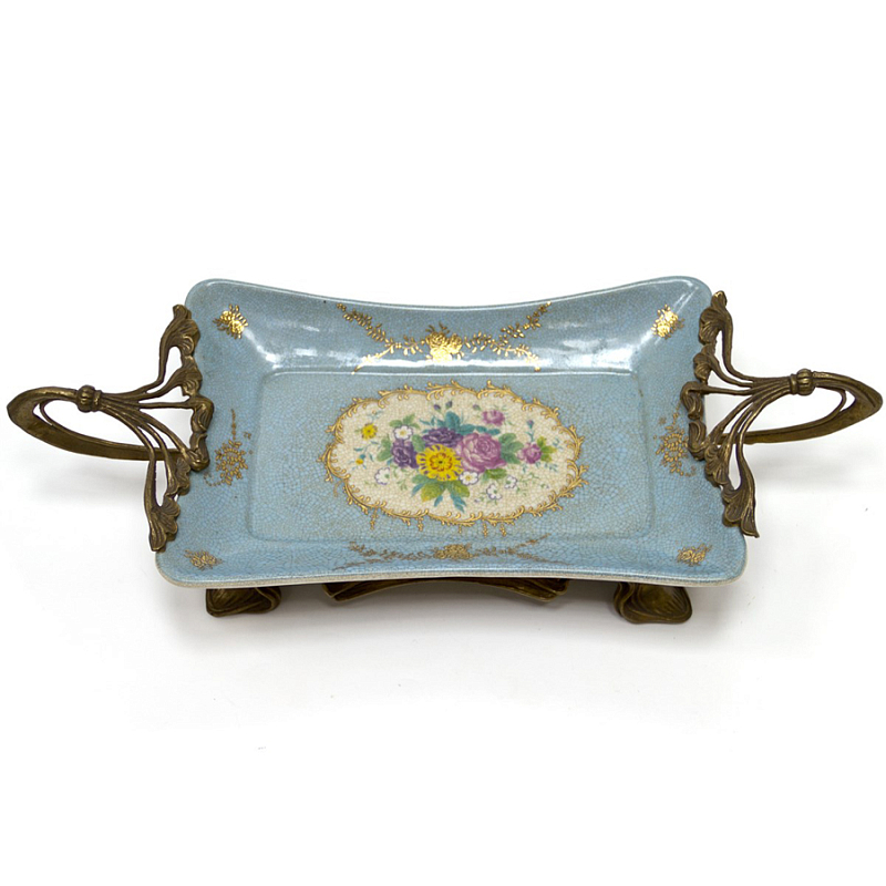 Поднос Pale Blue Tray Голубой пастельный Бронза Поднос Pale Blue Tray Голубой пастельный Бронза в Барнауле | Loft Concept