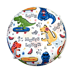 Пуф детский круглый с принтом на 4-х белых ножках Dinosaurs CHILDHOOD варинант исполнения - 2 | Loft Concept в Барнауле