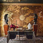 Обои ручная роспись в стиле Арт-деко Deco Dawn Bas Relief on Deep Rich Gold gilded paper варинант исполнения - 1 | Loft Concept в Барнауле