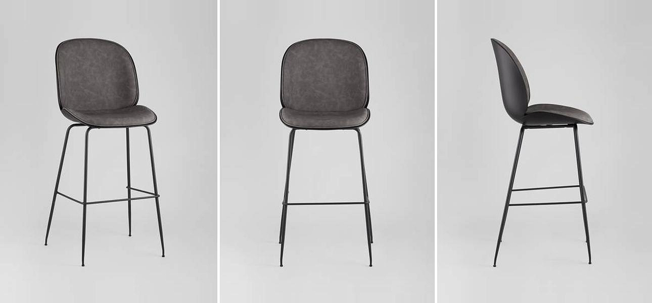 Стул Барный Винтажная Серая Экокожа Vendramin Bar Chair Стул Барный Винтажная Серая Экокожа Vendramin Bar Chair - Loft-Concept в Барнауле