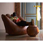 Дизайнерский кожаный пуф в виде бейсбольного мяча Poltronova Joe Ball Pouf варинант исполнения - 7 | Loft Concept в Барнауле