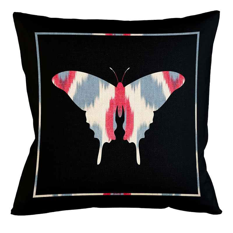 Подушка декоративная бабочка с узором красного и серого цвета Ikat Pattern Синий Бежевый Черный Зеленый в Барнауле | Loft Concept 