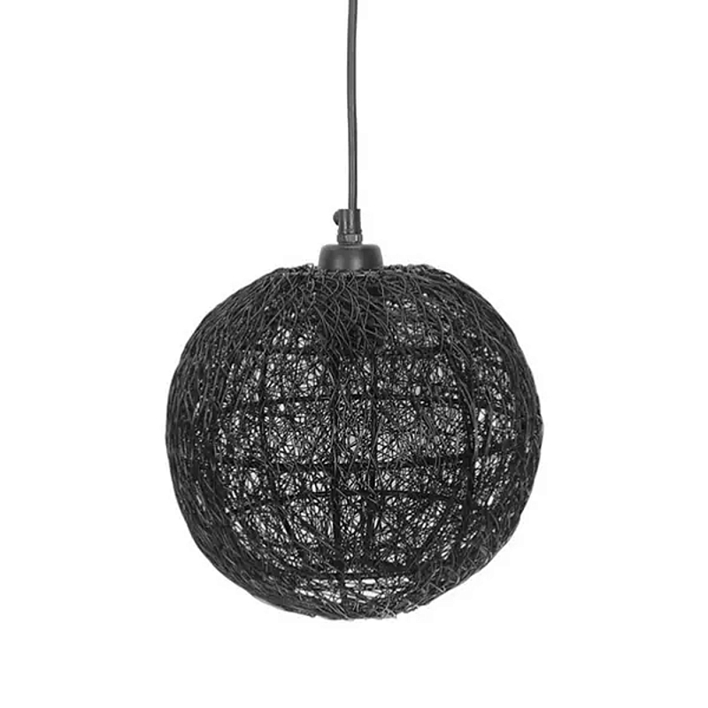 Подвесной светильник с плетеным металлическим абажуром в форме шара Wicker Iron Lamp Черный Подвесной светильник с плетеным металлическим абажуром в форме шара Wicker Iron Lamp Черный в Барнауле | Loft Concept