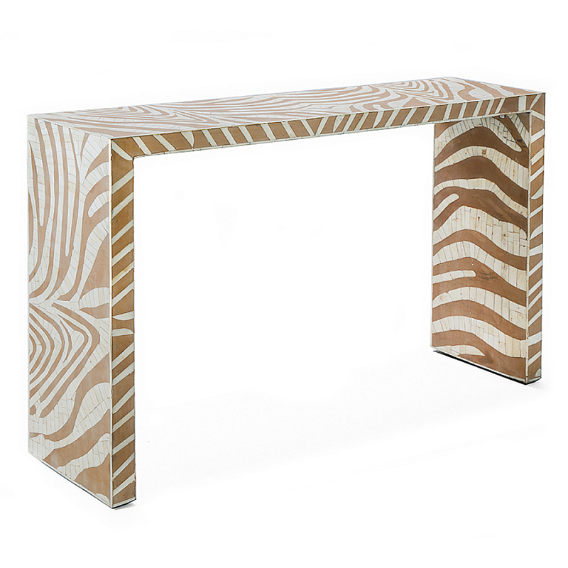 Консоль Дизайнерская Kenya Console ZEBRA Bone Inlay Beige ivory ( слоновая кость ) Бежевый в Барнауле | Loft Concept 