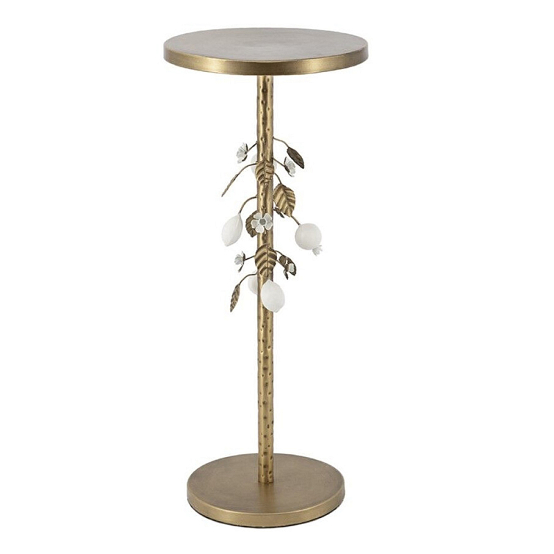 Столик золотистый с цветочной композицией на основании Forest Fairy Tale Золотой Белый в Барнауле | Loft Concept 