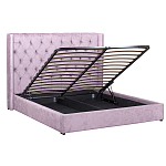 Кровать двуспальная фиолетовая с основанием из массива дерева с мягким изголовьем Velour Beds варинант исполнения - 2 | Loft Concept в Барнауле