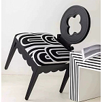 Дизайнерский стул с круглой деревянной спинкой Black and White Clover варинант исполнения - 6 | Loft Concept в Барнауле