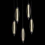 Люстра круглая каскадня с 5-ю плафонами из металлической сетки Mesh Lampshade Lighting варинант исполнения - 3 | Loft Concept в Барнауле