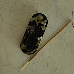 Подставка под благовония из эпоксидной смолы с цветами черная Epoxy Resin Flowers Incense Oval Stand Black варинант исполнения - 3 | Loft Concept в Барнауле