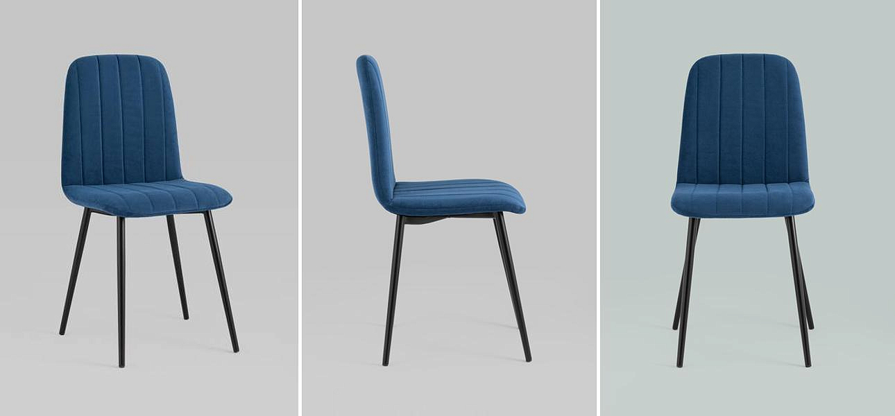 Стул Easy Chair Велюр Синий цвет Стул Easy Chair Велюр Синий цвет - Loft-Concept в Барнауле