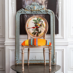 Стул бежевый в разноцветную полоску из натурального бука с изображением птиц и цветов Blooming Yellow Red Birds Colorful Stripes Chair варинант исполнения - 4 | Loft Concept в Барнауле