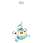 Подвесной светильник с прозрачными бирюзовыми стеклянными шарами и золотыми деталями Диаметр 46 Giopato & Coombes варинант исполнения - 1 | Loft Concept в Барнауле