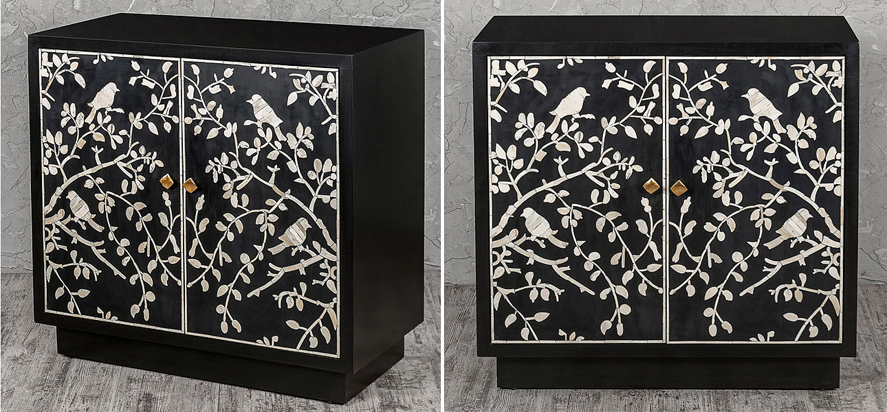 Комод инкрустация костью White bird on black Комод инкрустация костью White bird on black - Loft-Concept в Барнауле