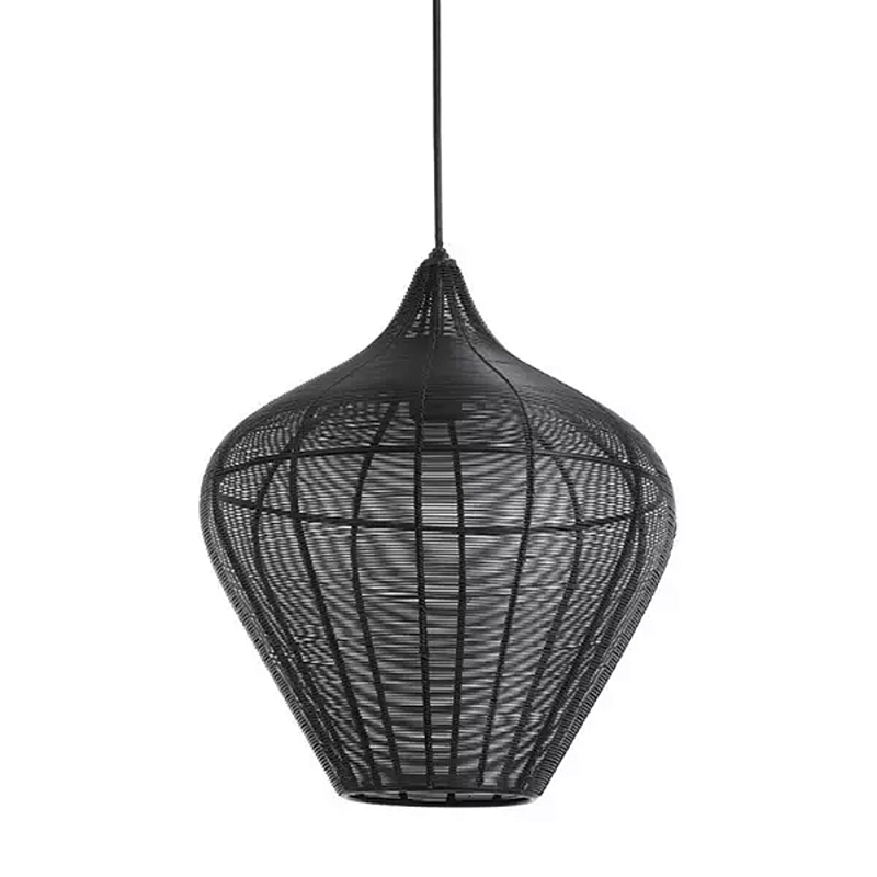 Подвесной светильник в форме купола с плетеным металлическим абажуром Wicker Iron Lamp Черный Подвесной светильник в форме купола с плетеным металлическим абажуром Wicker Iron Lamp Черный в Барнауле | Loft Concept