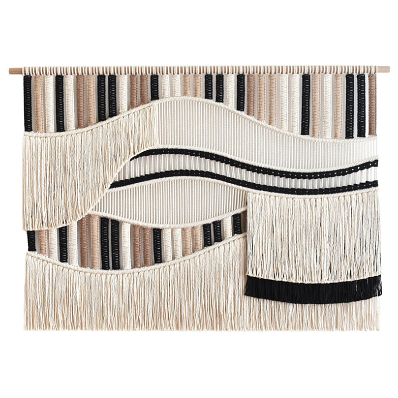 Художественный Гобелен из нитей Макраме Dunes Wall Art Коричневый Бежевый в Барнауле | Loft Concept 