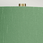 Настольная лампа с белым фигурным основанием на латунном основании и зеленым тканевым конусным абажуром Elstead Lighting варинант исполнения - 2 | Loft Concept в Барнауле