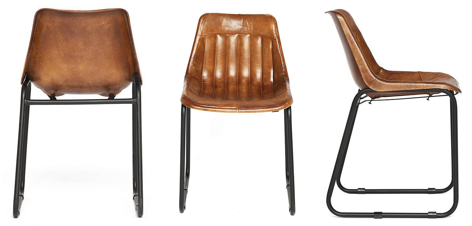 Стул из кожи буйвола Industrial leather dining chair - Loft-Concept в Барнауле
