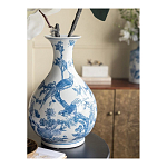 Ваза с мотивами цветущего сада с попугаями Blue Vase Inspired by Nature варинант исполнения - 6 | Loft Concept в Барнауле