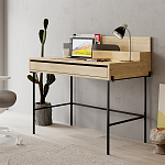 Стол письменный с выдвижным ящиком цвета древесины LEILA WORKING TABLE OAK ANTHRACITE варинант исполнения - 3 | Loft Concept в Барнауле