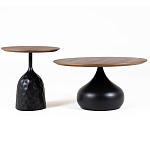 Столик журнальный с круглой деревянной столешницей на черном фактурном основании Bourgeon варинант исполнения - 3 | Loft Concept в Барнауле