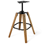 Барный стул со спинкой и металлической подставкой на 4-х деревянных ножках Зеленый Велюр Vendramin Chair варинант исполнения - 4 | Loft Concept в Барнауле