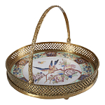 Блюдо фарфоровое с бронзовой ручкой Paradise Dish with Handle варинант исполнения - 1 | Loft Concept в Барнауле