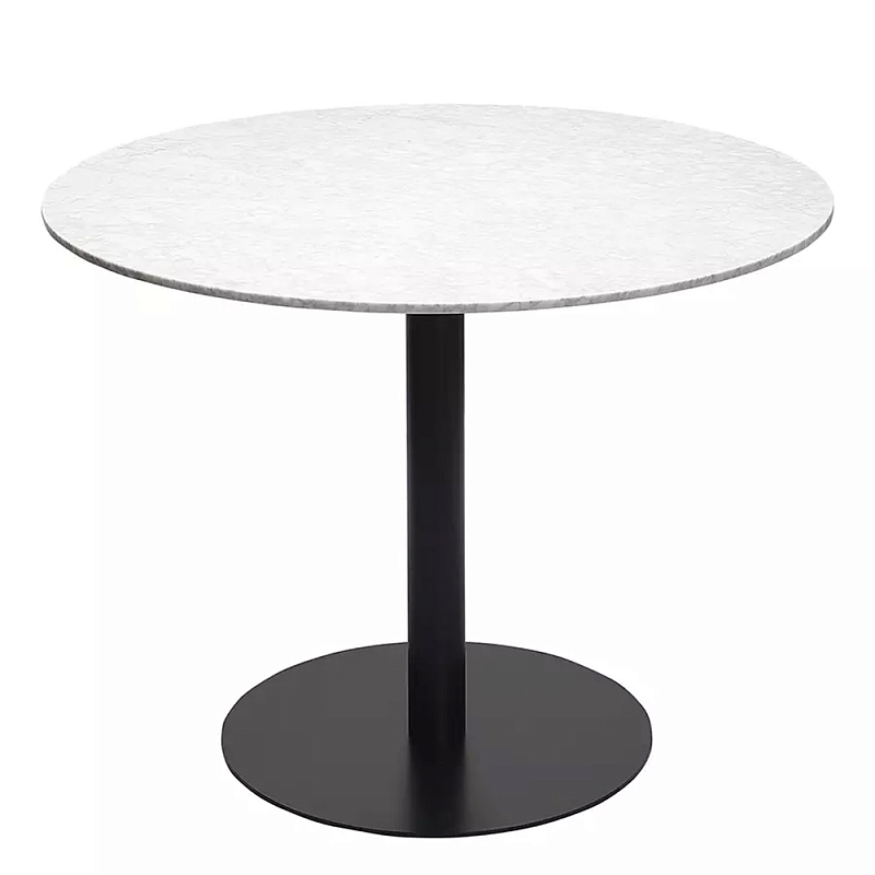 Круглый обеденный стол с белой мраморной столешницей White Tabletop on Black Base Белый Черный Круглый обеденный стол с белой мраморной столешницей White Tabletop on Black Base Белый Черный в Барнауле | Loft Concept