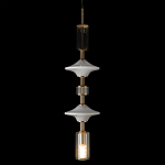 Подвесной светильник с белыми стеклянными элементами и бронзовыми вставками Высота 90 см Gabriel Scott Luna варинант исполнения - 6 | Loft Concept в Барнауле