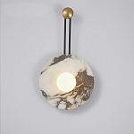 Бра круглое с каменным основанием и плафоном из стекла в форме шара Shaw Marble Lighting варинант исполнения - 1 | Loft Concept в Барнауле