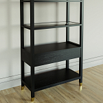 Стеллаж Elsa Dreams Black со стеклянными полками и ящиком варинант исполнения - 6 | Loft Concept в Барнауле