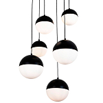 Каскадный светильник с 6-ю плафонами шары Ponzio Flos Cascade  Black Sphere Hanging Lamp варинант исполнения - 2 | Loft Concept в Барнауле