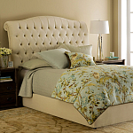 Кровать двуспальная бежевая с основанием из массива дуба с мягким изголовьем Flax Beds варинант исполнения - 1 | Loft Concept в Барнауле