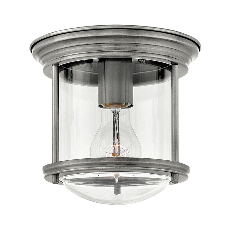Потолочный светильник для ванных комнат с цилиндрическим стеклянным плафоном и одной лампой Hinkley Никель Белый Бронза Прозрачное Стекло Хром в Барнауле | Loft Concept 