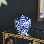 Ваза округлой формы с синей росписью и цветочным узором Blue & White Ornament варинант исполнения - 5 | Loft Concept в Барнауле