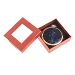 Зеркало карманное круглое двухстороннее из натурального камня Содалит в подарочной упаковке Gold Stone Mirrors варинант исполнения - 3 | Loft Concept в Барнауле