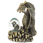 Декоративная статуэтка Дракон и стеклянное яйцо Dragon and Glass Egg Gold Black варинант исполнения - 4 | Loft Concept в Барнауле