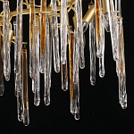 Люстра линейная золотого цвета с декоративными ветвями и длинными стеклянными подвесками в форме сосулек Droplet Chandelier варинант исполнения - 5 | Loft Concept в Барнауле