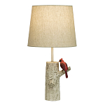 Настольная лампа с тканевым абажуром и основанием в виде птицы на дереве Simurq варинант исполнения - 1 | Loft Concept в Барнауле