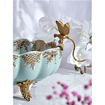 Чаша из голубого фарфора на бронзовых ножках с рисунком цветов и фигурками стрекоз Blue Garden варинант исполнения - 6 | Loft Concept в Барнауле