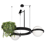 Подвесной светильник с 2-мя шарообразными плафонами и цилиндрическим спотом Light of Еyes варинант исполнения - 6 | Loft Concept в Барнауле