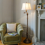 Торшер классического стиля цвета темная бронза с бежевым льяным абажуром Feiss варинант исполнения - 2 | Loft Concept в Барнауле