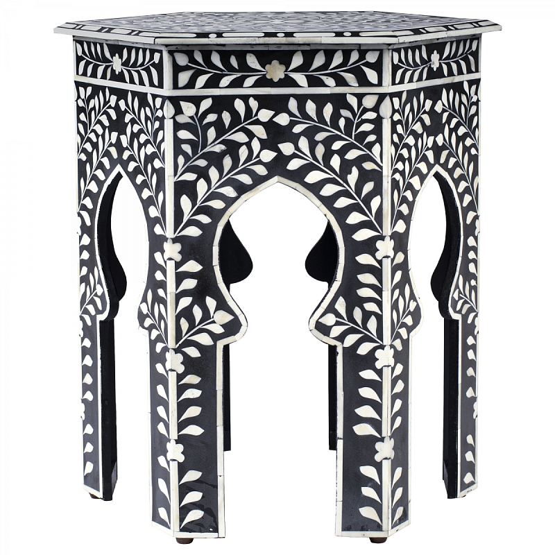 Табурет Inlaid Bone East Черный Белый Табурет Inlaid Bone East Черный Белый в Барнауле | Loft Concept