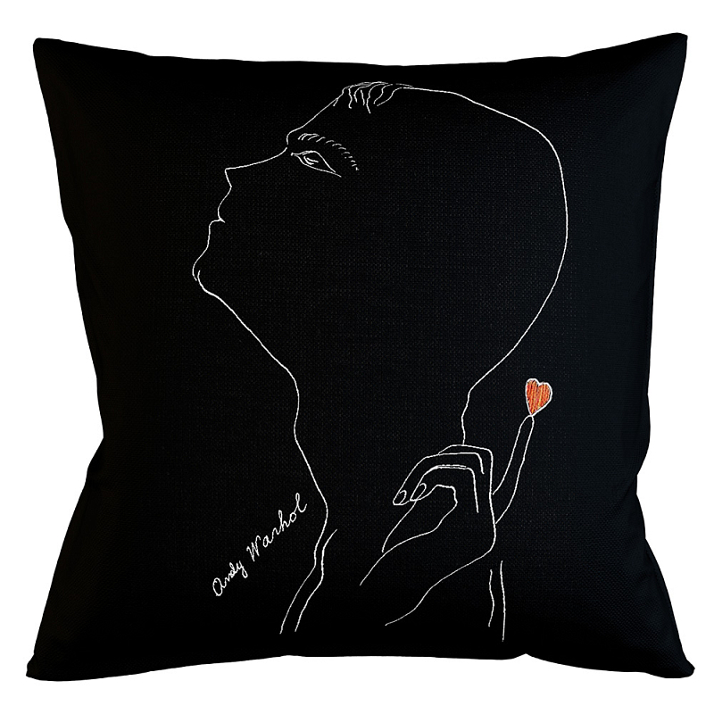 Декоративная подушка White Silhouette Lover Pillow Бежевый Черный Декоративная подушка White Silhouette Lover Pillow Бежевый Черный в Барнауле | Loft Concept