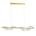 Люстра линейная золотистого цвета с двумя прозрачными волнистыми элементами Wave Line варинант исполнения - 2 | Loft Concept в Барнауле