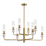 Люстра с 8-ю плафонами в форме стеклянных трубок и мраморных декоративных элементов Montreal варинант исполнения - 7 | Loft Concept в Барнауле