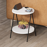 Стол приставной с 2-мя круглыми белыми столешницами ESSEL SIDE TABLE WHITE варинант исполнения - 8 | Loft Concept в Барнауле